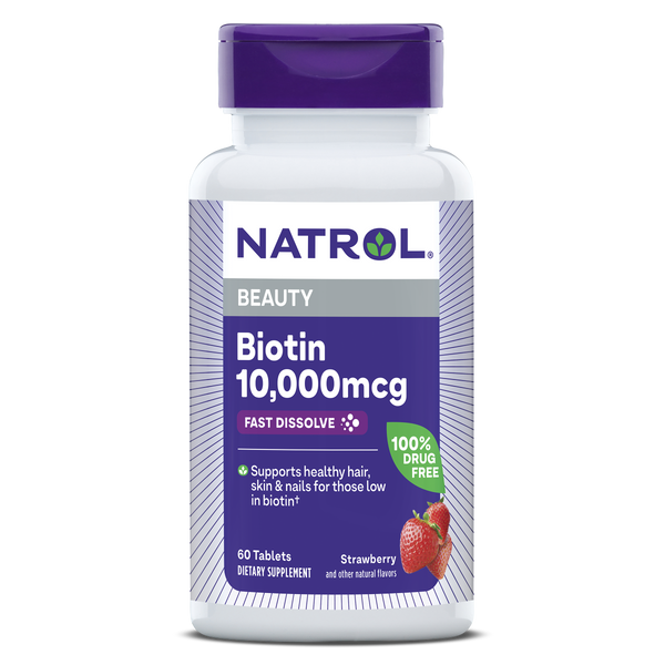 Natrol Biotin Beauty Fast Dissolve Tablets 10,000mcg Bottle