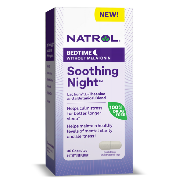 Natrol Soothing Night Capsules, 30ct Box Front