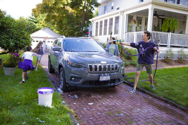 Washing a car outside