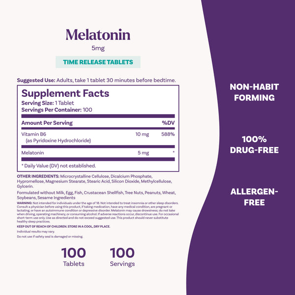 Time Release Melatonin Tablets, 5mg