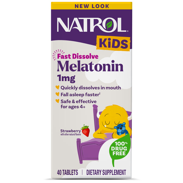 Kids Fast Dissolve Melatonin Tablets, 1mg (Strawberry Flavor)