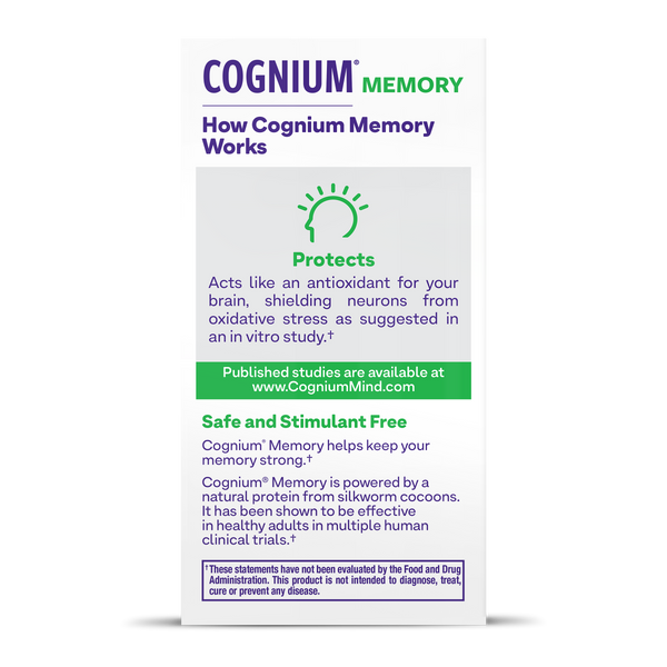 Natrol Cognium Memory Tablets Box Back