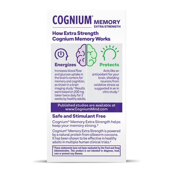Natrol Cognium Extra Strength Tablets Box Back