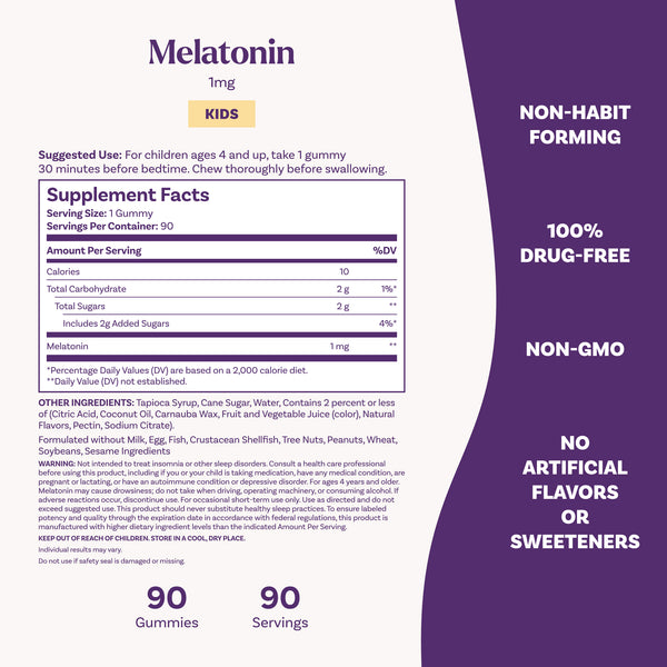 Kids Melatonin Gummies, 1mg