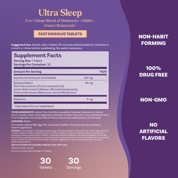 Ultra Sleep 3-in-1 Fast Dissolve Tablets, 30ct