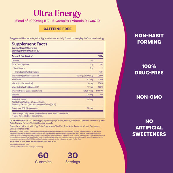 Ultra Energy 4-in-1 Gummies, 60ct