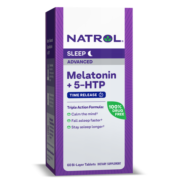 Natrol Melatonin + 5-HTP Advanced Time Release Tablets Box