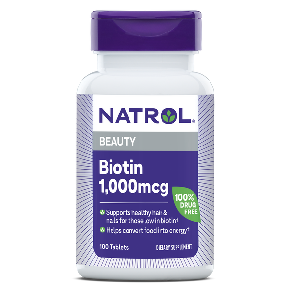Natrol Biotin 1,000mcg Beauty Tablets Bottle
