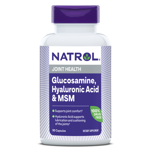 Natrol Glucosamine, Hyaluronic Acid & MSM Capsules Bottle