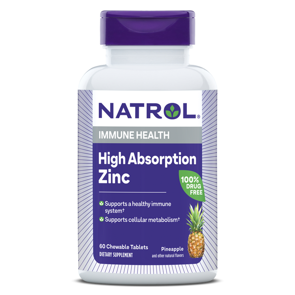 Natrol High Absorption Zinc Chewable Tablets Bottle
