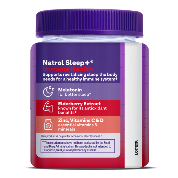 Natrol Sleep+ Immune Health Berry Gummies Bottle Back