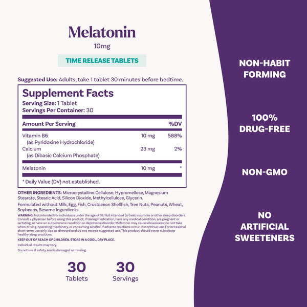 Time Release Melatonin Tablets, 10mg
