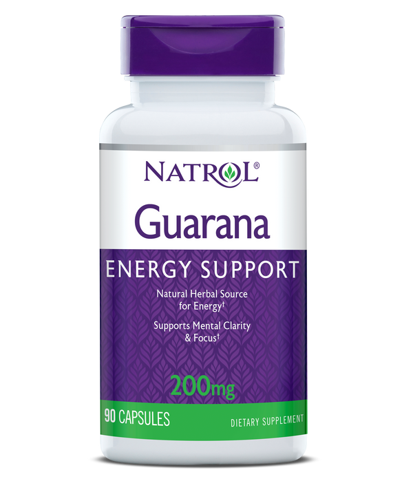 Natrol Guarana Energy Support Capsules - 200mg Bottle