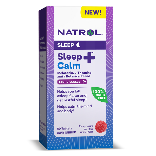 Natrol Sleep+ Calm Fast Dissolve Tablets, 60ct Box Front