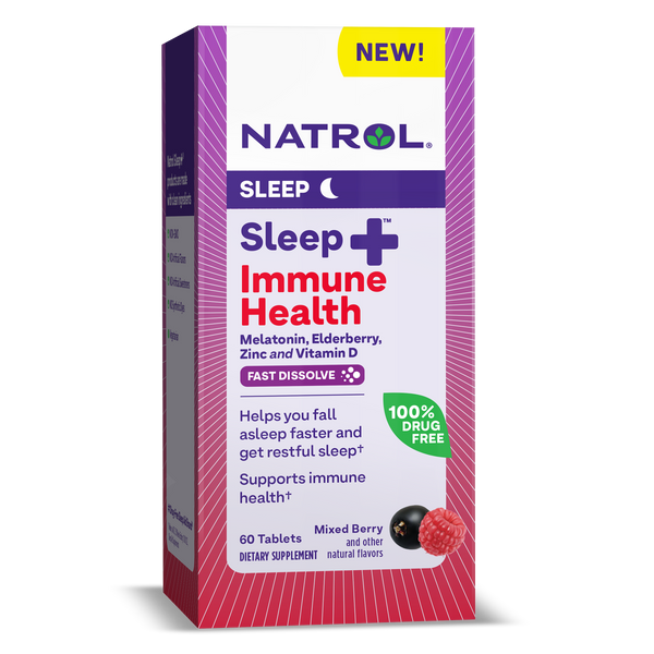 Natrol Sleep+ Immune Health Fast Dissolve Tablets, 60ct Box Front